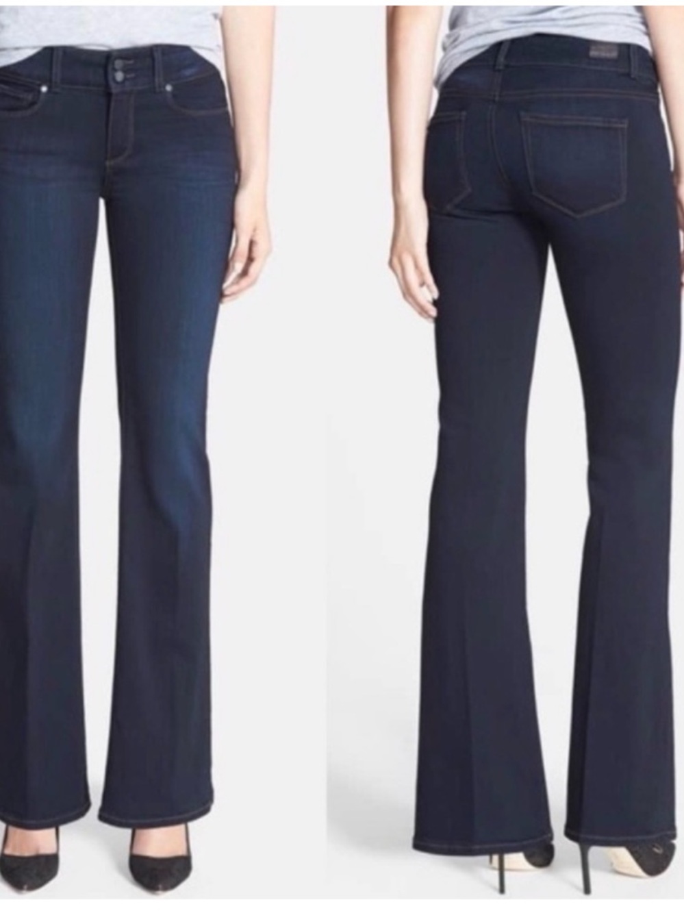 PAIGE Petite Bootcut Jeans in Dark Indigo Wash